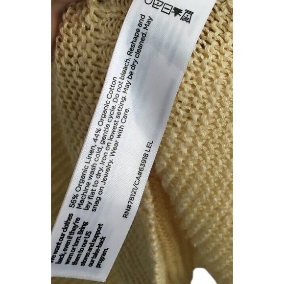 Eileen Fisher Sweater Women's Size XL Yellow Linen Cotton Blend Stretch - Picture 5 of 5